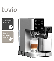Кофеварка рожковая с автокапучинатором Tuvio TCM04EA, серебристый/черный